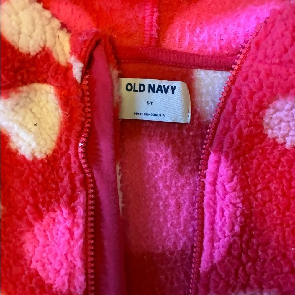 Old Navy Pink and White Fleece Jacket